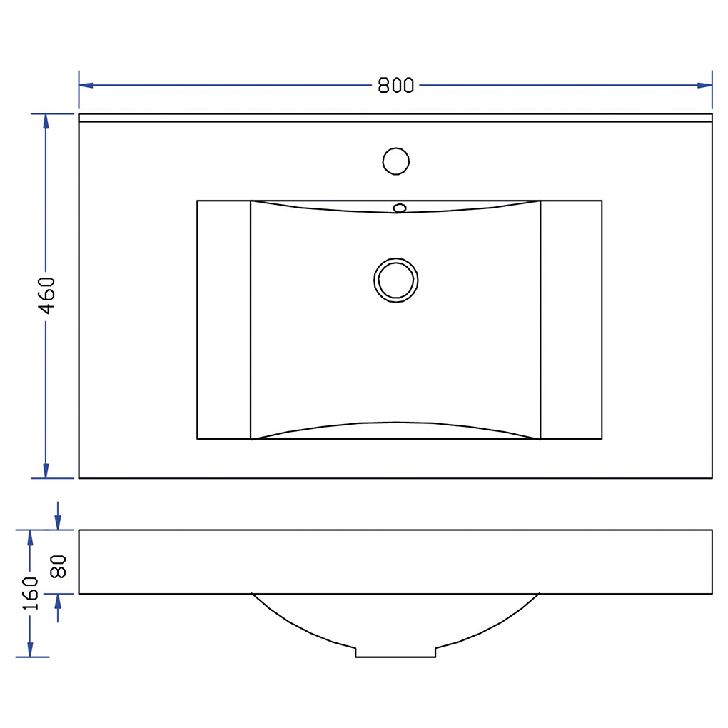 Wiesbaden Tigris Wastafel 80cm Kunstmarmer Glans Wit
